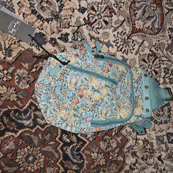 NWT Myra Marionna Green Floral Backpack with Adjustable Straps